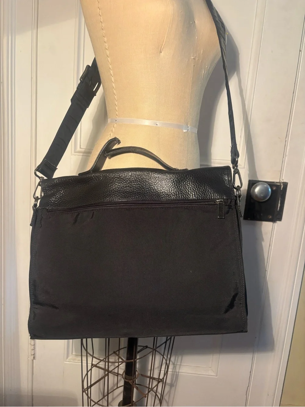 A Vintage Leather & Nylon Emporio Armani Messenger Crossbody Bag